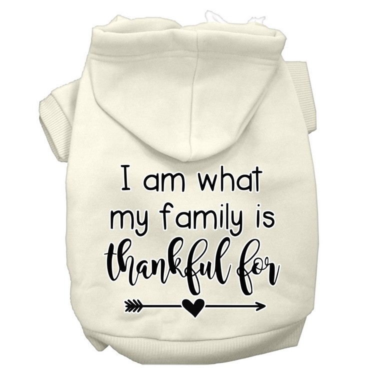 I Am What My Family is Thankful For Screen Print Dog Hoodie Cream S